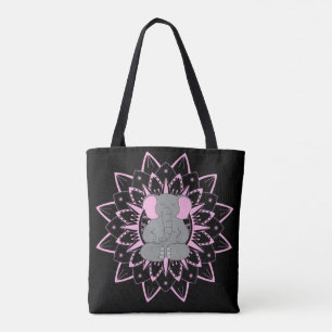 Meditando Elefante Yoga Mandala Design Tote Bag