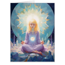 Meditando Yoga Girl Crystals Blue Purple Birthday