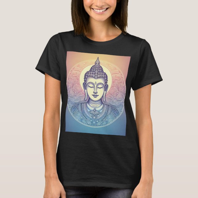 Meditating Buddha Mandala Art T-Shirt - Zen Spirit (Frente)