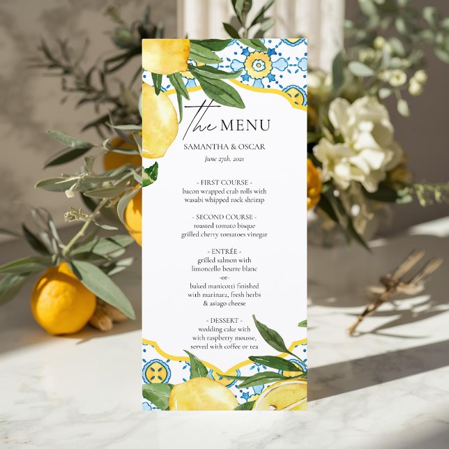 Mediterranean Lemon Wedding Menu (Criador carregado)
