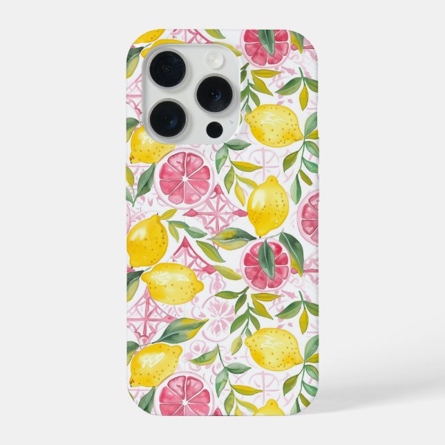 Mediterranean Style Lemon Pattern iPhone Case (Verso)