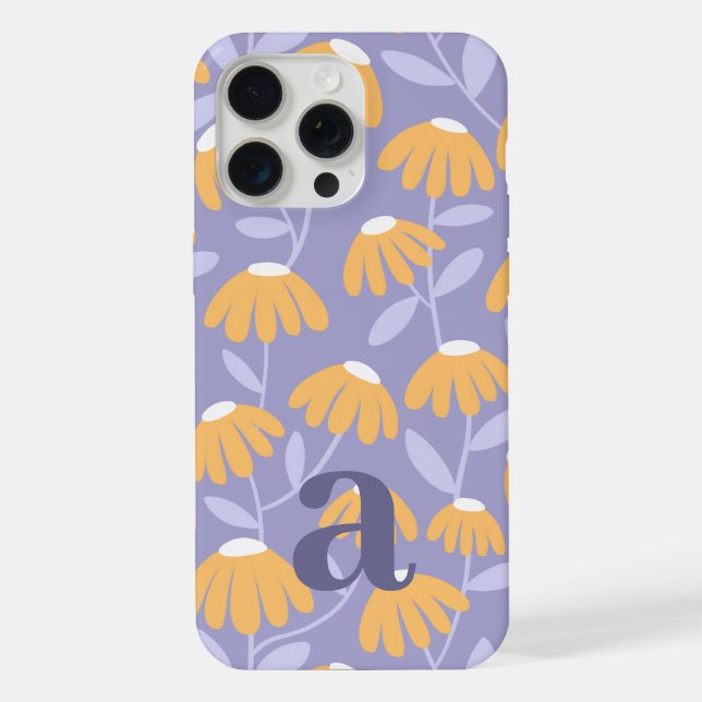 Medium Monogram Letter Yellow Blue Floral Pattern (Verso)