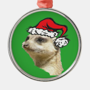 Meerkat Cust de Natal. Ornamento Redondo Premium