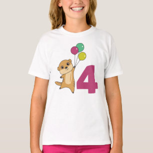 Meerkat Quarto Aniversário Balões Crianças T-Shirt