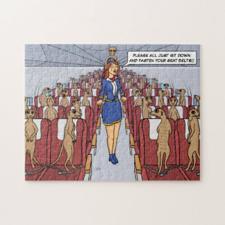 Meerkats em um quebra-cabeça de serra de vaivém