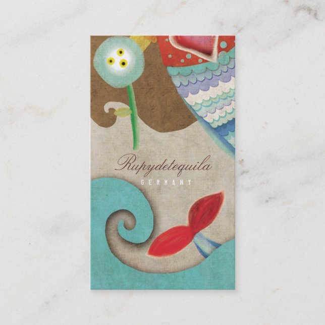 Meermaid Teddy Bear Waves Cartão de visita (Frente)