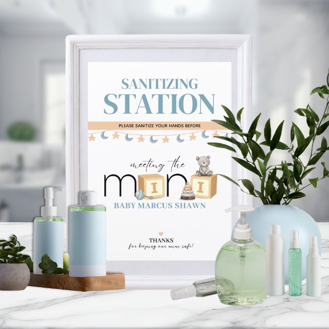 Meet The Mini Blue Sanitizing Station Sign (Criador carregado)