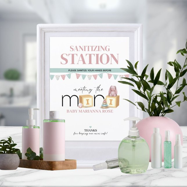 Meet The Mini Pink Sanitizing Station Sign (Criador carregado)