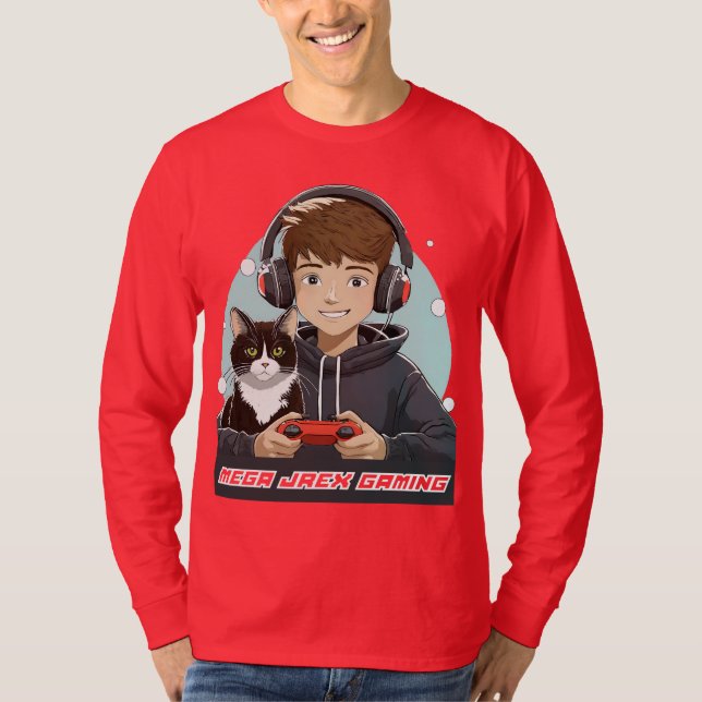 Mega Jrex Jogando camisa de mascotes vermelhas (Frente)