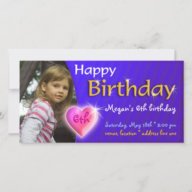 Megan Birthday Photo Invitation (Frente)