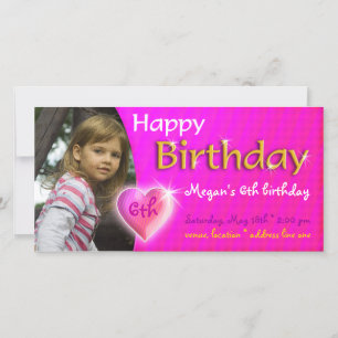 Megan Birthday Photo Invitation   Coração Adorável