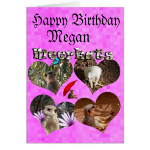 Megan, cartão de aniversário de Meerkat do feliz