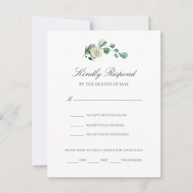 Megan Simple Elegant Meal Choice Wedding RSVP (Frente)