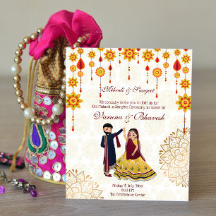 Mehndi sangeet convida a dançar um casal indiano g