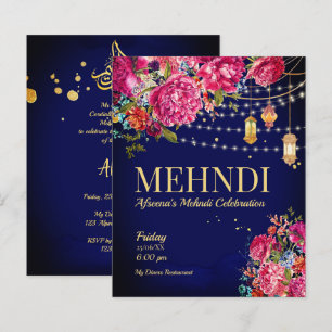 Mehndi Starry noite lanternas árabes florais Invit