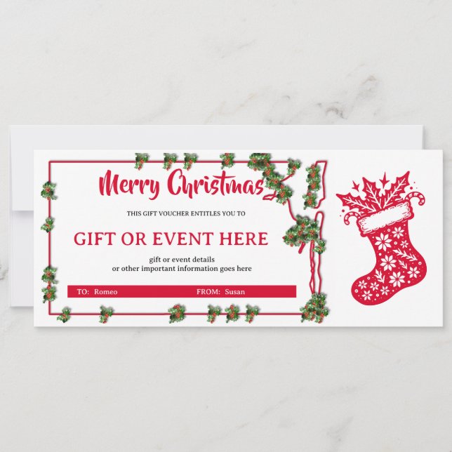Meia de Natal com Voucher de Presente Alegre (Frente)