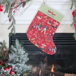Meia De Natal Grande 12 dias de Natal Vermelho Verde Clássico Tradicion