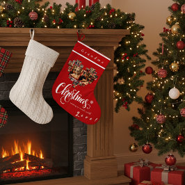 Meia De Natal Grande 20 Foto Collage Heart, Avó, Avô, Mãe, Pai