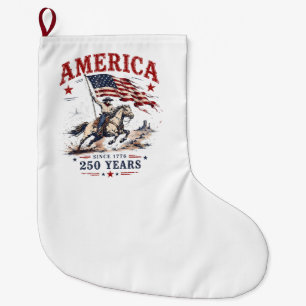 Meia De Natal Grande 250 Anos América 1776 2026 Patriótico Cowboy