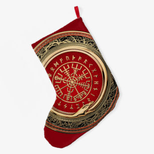 Meia De Natal Grande [510] Compasso Runic mágico Dourado de Vegvisir -