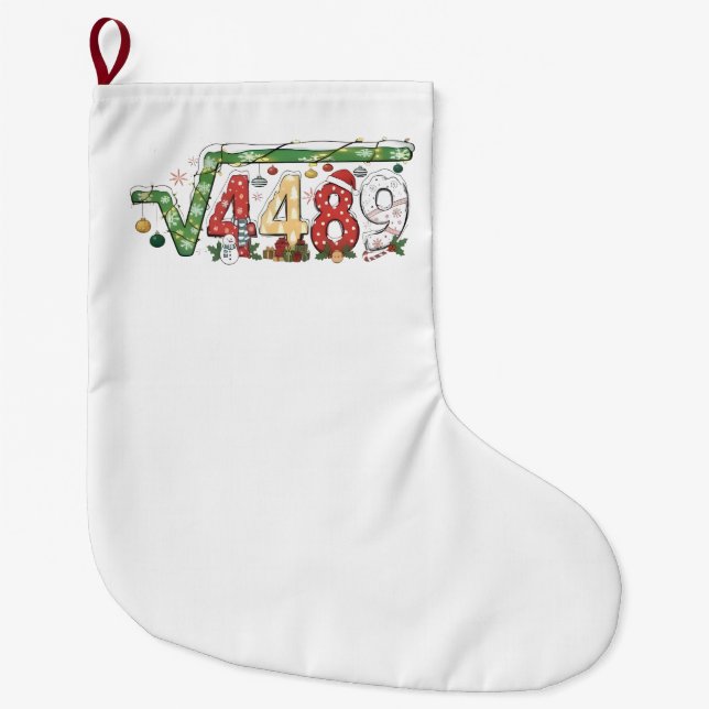 Meia De Natal Grande 67 Meme Square Root 4489 Six Seven Math Christmas (Frente)
