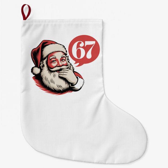 Meia De Natal Grande 6 7 Natal Seis Sete Brainrot Papai Noel (Frente)