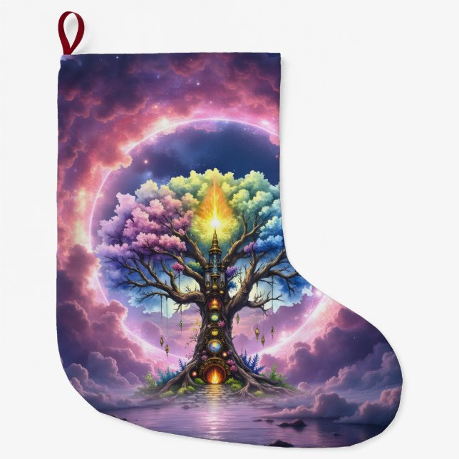 Meia De Natal Grande A Árvore Celestial dos Reinos Eternos (Frente)