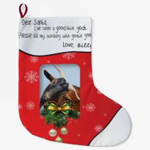 Meia De Natal Grande A Cabra de Natal Vermelha ADICIONA SUA BOA Foto
