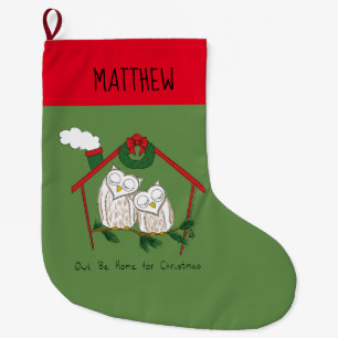 Meia De Natal Grande A Coruja De Natal É Bonita Em Casa