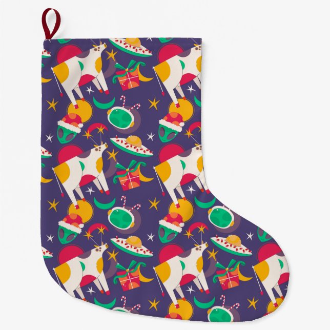 Meia De Natal Grande Abdução de alienígenas (Frente)