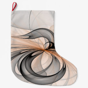 Meia De Natal Grande Abstrato Anthracite Cinza Siena Moderna Arte Fract