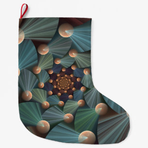 Meia De Natal Grande Abstrato, Arte Fractal Com Profundidade De Azul De