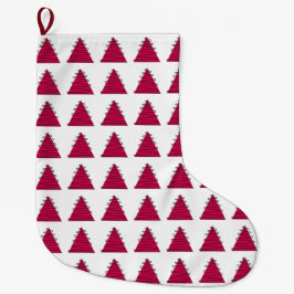 Meia De Natal Grande Abstrato, árvores rosa em branco