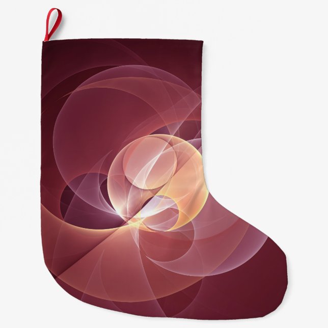 Meia De Natal Grande Abstrato Elegante Moderno Vinho Vermelho Arte Frac (Frente)