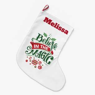Meia De Natal Grande Acredite na Tipografia de Natal Mágica