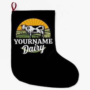 Meia De Natal Grande ADIÇÃO DENOMINAÇÃO Vaca de Holstein de Fazenda Lát