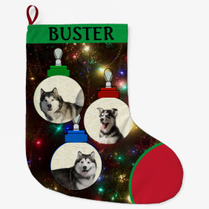 Meia De Natal Grande Adicionar Nome aos Ornamentos da Árvore de Fotos P