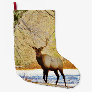 Meia De Natal Grande Alce-touro na neve