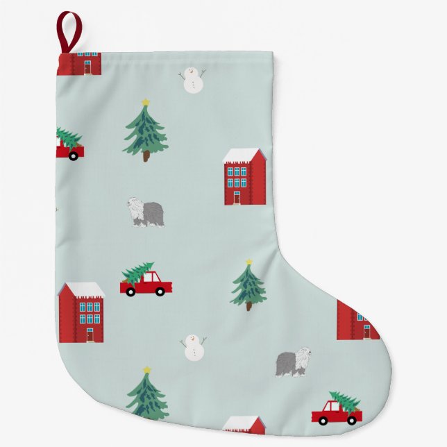 Meia De Natal Grande Aldeia de Inverno (Frente)