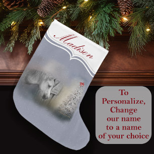 Meia De Natal Grande Amantes de Cavalo de inverno de Neve no Natal