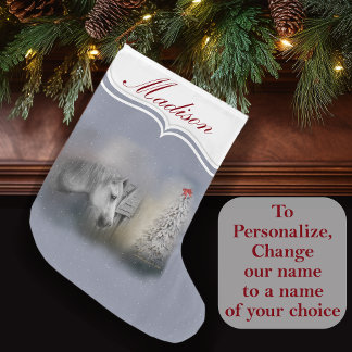 Meia De Natal Grande Amantes de Cavalo de inverno de Neve no Natal