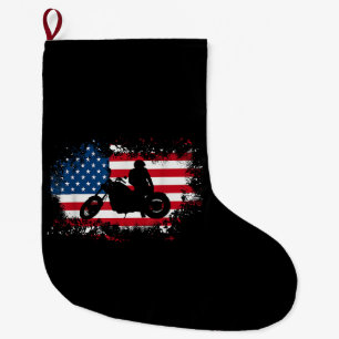 Meia De Natal Grande American Flag Motorcycle Funny Sport over