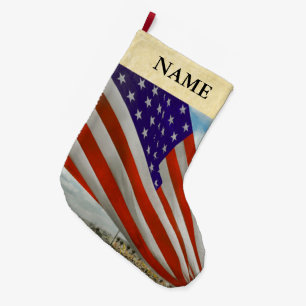 Meia De Natal Grande Americana - Fort Hood TX - Desdobrando a bandeira