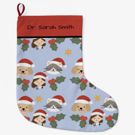 Meia De Natal Grande Amigos Veterinários Personalizados de Natal