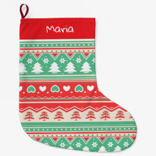 Meia De Natal Grande Amor com Árvore de Natal Vermelha e Verde - Férias