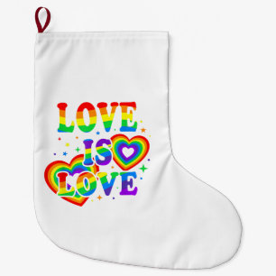 Meia De Natal Grande Amor LGBTQ é Amor Orgulho Gay Bandeira do Arco-Íri
