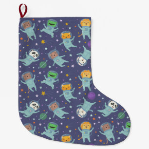 Meia De Natal Grande Animais Astronautas Grande Escória de Natal