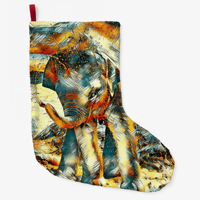 Meia De Natal Grande AnimalArt_Elephant_003 (Frente)