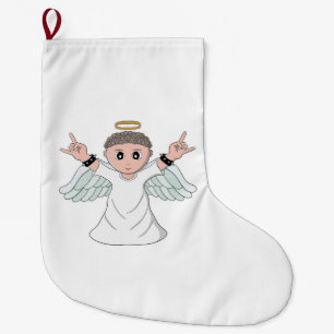 Meia De Natal Grande Anjo Amante de Música Pesada
