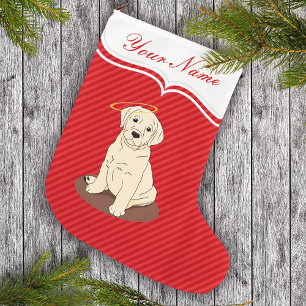 Meia De Natal Grande Anjo amarelo de labrador retriever